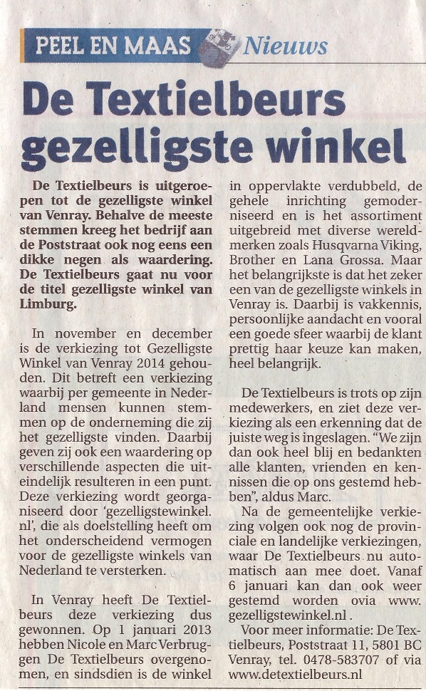 De Textielbeurs Gezelligste Winkel